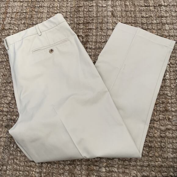 Lands' End Other - LANDS' END Pants Mens 42 Traditional Fit Stone Khaki Chino Flat Front Cotton